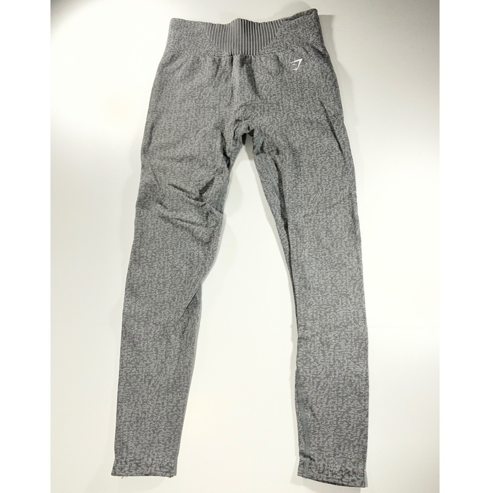 Gymshark Flex High Rise Seamless Leggings Grey Marl Textured Knit Yoga Pants